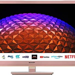 Sharp 1T C24BE0KR1FR 24 Inch Smart TV, HD Ready LED Display with DTS Studio Sound, Dolby Digital Audio,Built-in DVD Player, Freeview Play and…