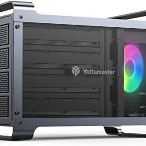 Yottamaster 4 Bay Hard Drive Enclosure, Aluminum USB3.0 External 4 Bay HDD Enclosure for 3.5″/2.5″ HDD/SSDs, Gaming-focused External HDD Caddy With…