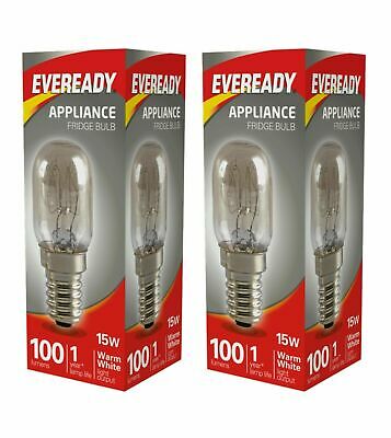 2X Eveready 220-240V 15w Fridge Freezer Appliance Bulb E14 Cooker Hood Pygmy
