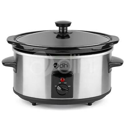 Dihl Slow Cooker 3.5L Removable Ceramic Pot Bowl Glass Lid Stainless Steel