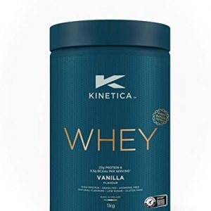 Kinetica Whey Protein Powder, Vanilla 1kg, 23g Protein per Serving, 33 Servings, Protein from EU Grass-Fed Cows, Excellent Mixability & Taste