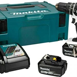 Makita DHP482RTWJ 18V Li-ion LXT Combi Drill Complete with 2 x 5.0 Ah Batteries and Charger Supplied in a Makpac Case