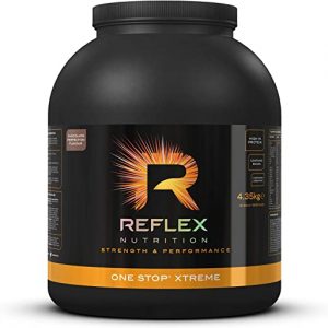 Reflex Nutrition One Stop Xtreme Serious Mass Protein Powder 55g Protein 10.3g BCAA’S, 73g Low GI Carbs 5,000mg Creatine & Added Vitamins…