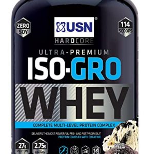 USN Iso-Gro with Milk Protein Isolate, Hydrolysed Beef Peptide and Creatine, Cookies and Cream, 2 kg