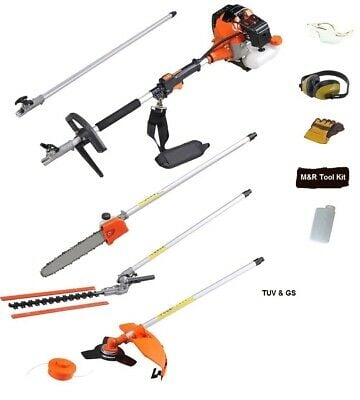 52cc 5 in 1 Hedge Trimmer Multi Tool Petrol Strimmer BrushCutter Garden Chainsaw