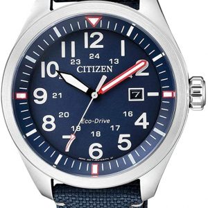 Citizen Men’s Analogue Quartz Eco Drive Watch Aviator with Nylon Strap