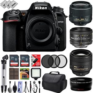 Nikon D7500 HD Digital SLR Camera w/ 4 Lens – 18 to 85mm – 32GB – 30PC Bundle – Nikon 50mm 1.8D – Nikon 18-55mm VR – Nikon 85mm f/1.8G – Opteka…