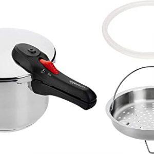 Amazon Basics Stainless Steel Pressure Cooker – 6 Litre with Steamer
