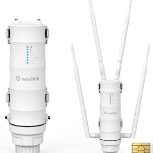 AC1200 Dual Band 4G Router with SIM Slot, WAVLINK Weatherproof Ourdoor Router with AC1200(2.4G 300Mbps+5G 867Mbps)+CAT4 4G(150Mbps),Mobile wifi…