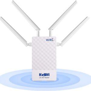 KuWFi 4G Router With SIM Slot Outdoor Router,300Mbps 4G WiFi Router,CPE Cat4 High Gain Four antennas Waterproof LTE Router,​Support Port Mapping…