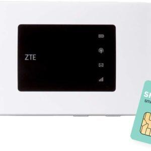 ZTE MF920U, CAT4/4G LTE Mobile Wi-Fi, Unlocked Low Cost Portable Hotspot, Connect up to 10 Devices, 2000mAh Battery, with FREE SMARTY SIM Card- White