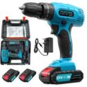 2 Battery 21V Brushless Cordless Drill Combi Driver Electric Screwdriver Bit Set