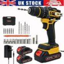2 Battery 21V Brushless Cordless Drill Combi Driver Electric Screwdriver Bit Set