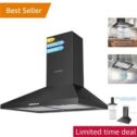 60cm Chimney Cooker Hood, Wall Mounted, Black