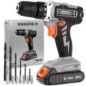 Cordless Drill Driver 20V Li Ion 1HR Fast Charge Battery 13Pc Electric