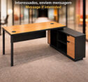 Corner L-Shaped Computer Desk Workstation with Storage, Wood Top, Black Frame
