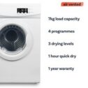 electriQ 7kg Vented Tumble Dryer White Anti-Crease Quick Dry Vent hose included