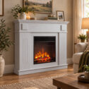 Fireplace Surround Mantel Grey Electric Fire Frame Freestanding Lounge 109cm