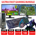 Gaming PC Bundle Intel Core i7 8GB 1TB GT710 DUAL SCREEN Windows 10 ULTRA FAST