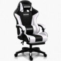 Gaming Office Chair Leather Faux Swivel Boulevard Ergonomic Black White Footrest
