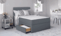 Grey Divan Bed with Memory Foam Mattress & Headboard 3FT Single 4FT6 Double 5FT