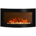 HOMCOM Electric Fireplace Wall Mounted Led Flame Curved Back Side Lights Heater