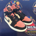 Jordan Air Jordan 1 Mid Mid Top Lace Up Trainers Pink/Black/Beige UK 4.5