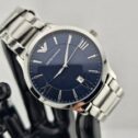 NEW EMPORIO ARMANI AR11227 MENS WATCH SILVER BRACELET BLUE DIAL SILVER CASE