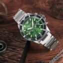 NEW EMPORIO ARMANI MENS WATCH AR11500 STAINLESS STEEL SILVER STRAP & GREEN DIAL