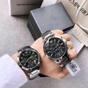 NEW EMPORIO ARMANI MENS WATCH AR2460 STAINLESS STEEL STRAP & BLACK DIAL GENUINE