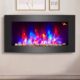 NRG 2KW Curved Glass Screen Wall Mounted Electric Fire Place Heater Fire Flame Effect Fireplace