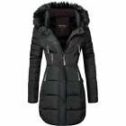 Womens Designer Fur Hooded Long Jacket Fleece Quilted Winter Padded Coat Pockets